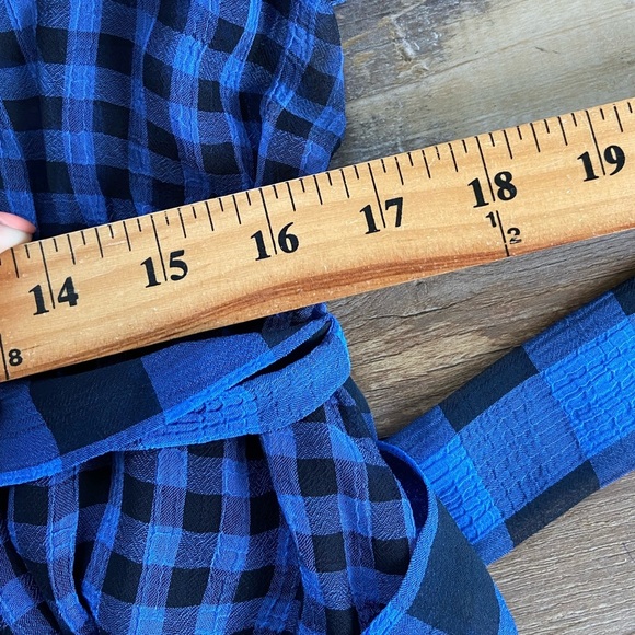 Tularosa Alicia Sheer Gingham Wrap Maxi Dress Size S Blue Ruffle Fairycore - Picture 8 of 12